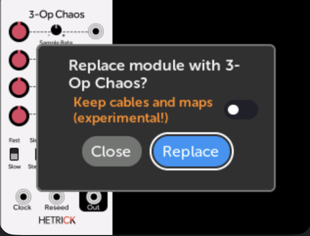 Replace Module confirmation