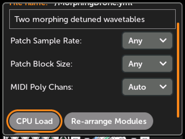 CPU Load button
